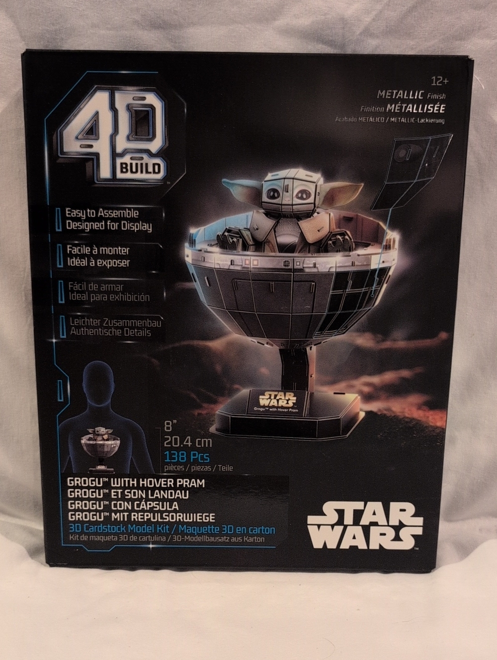 Star Wars Grogu in Metallic Silver Hover Pram 4D Build Kit